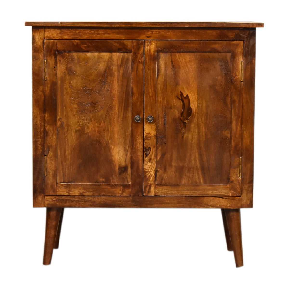 Nordic Mango Wood 2-Door Cabinet, Chestnut, 75 cm
