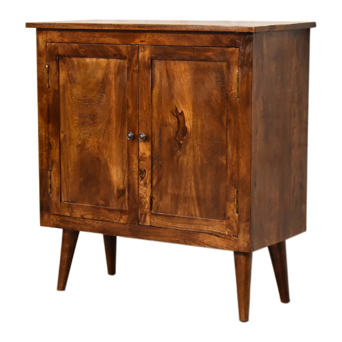 Nordic Mango Wood 2-Door Cabinet, Chestnut, 75 cm