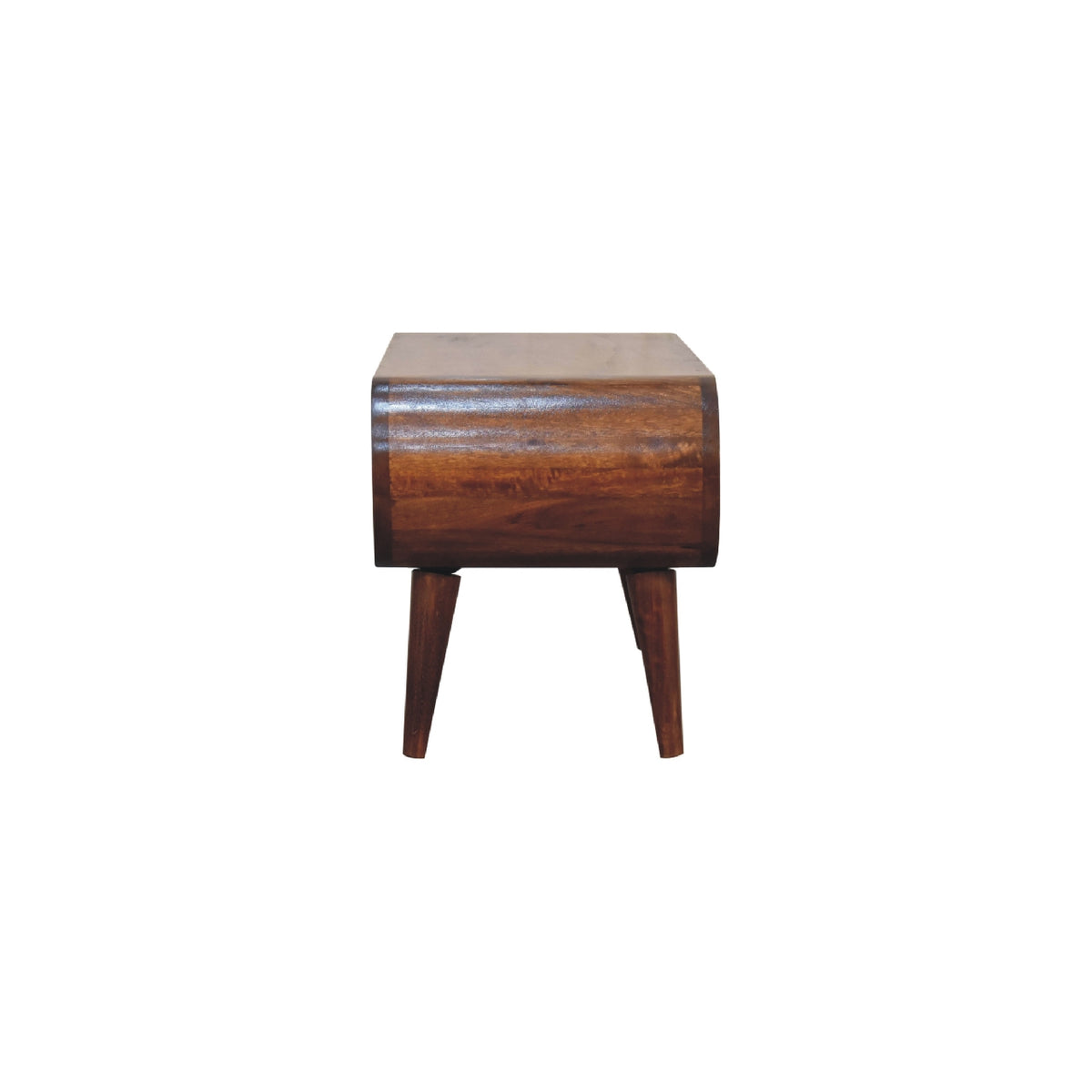 Nordic Mango Wood Coffee Table with Open Shelf, Chestnut, 90 cm