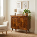 Nordic Mango Wood 2-Door Cabinet, Chestnut, 75 cm in a room