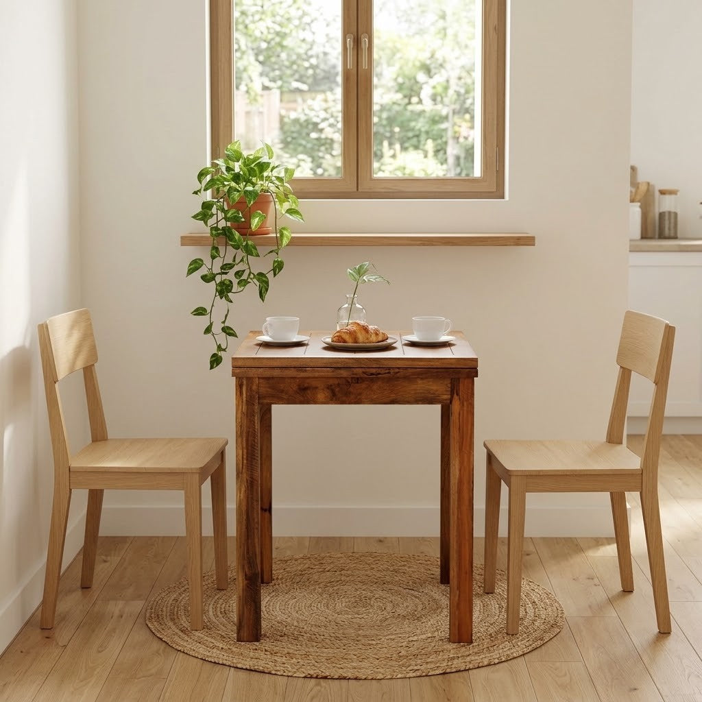 Mini Butterfly Dining Table for Two, Mango Wood, Chestnut in a room