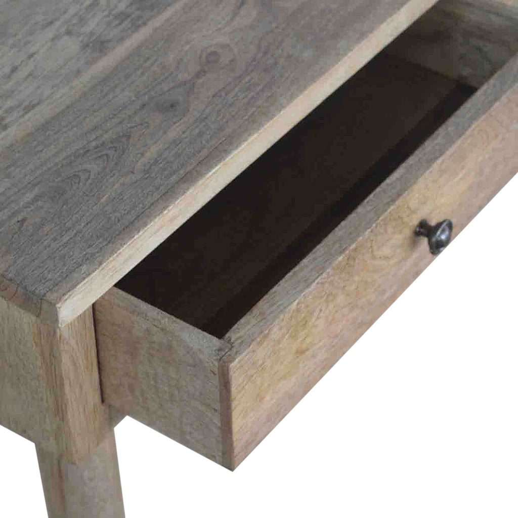 Mango Wood Hallway Console Table with 2 Drawers, Oak Finish, 90 cm