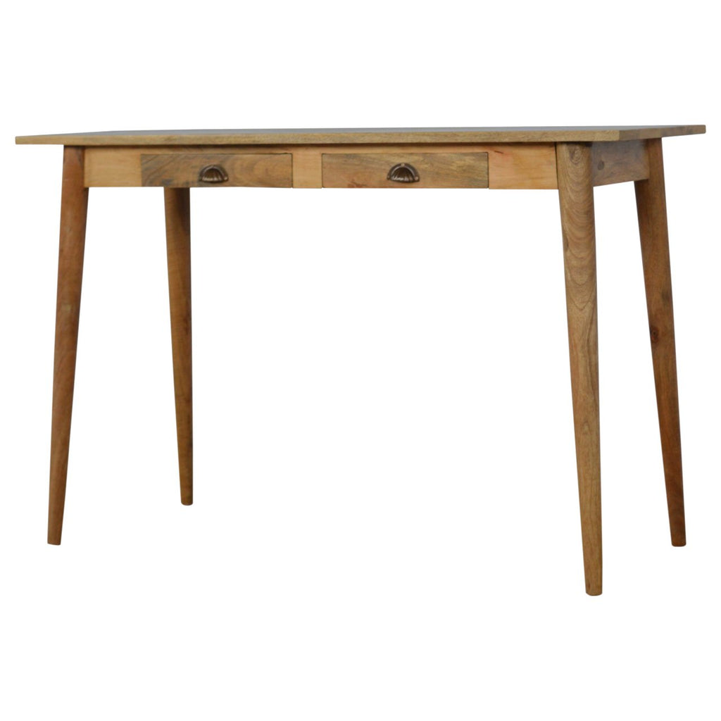 Scandi Mango Wood Desk with 2 Drawers, Oak Finish, 120 cm