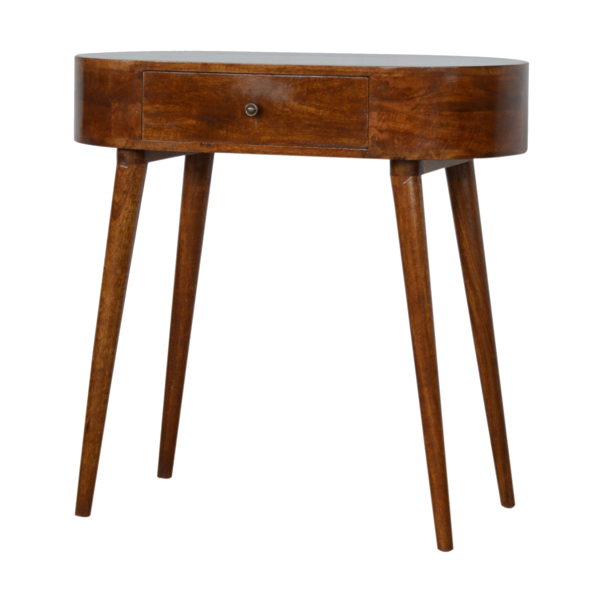 Small Mango Wood Console Table with Drawer, Chestnut, 80 cm